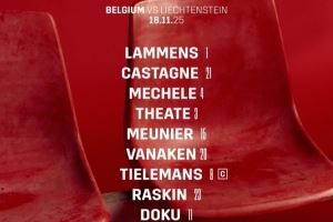 比利时世预赛首发：拉门斯国家队首秀，多库、德凯特拉雷在列
